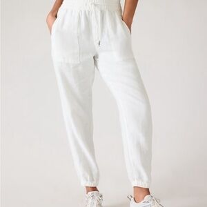 Athleta ‘Cabo’ highrise linen jogger pants in blue